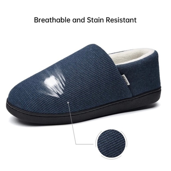 New Women’s Memory Foam House Slippers Navy Blue - Picture 2 of 7